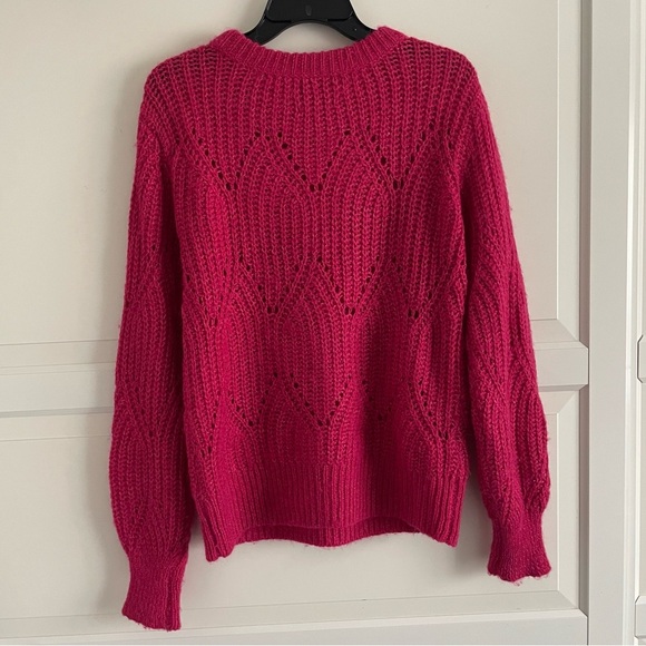 Abercrombie & Fitch Dark Pink Lofty Puff Sleeve Crewneck Sweater - 20892 - Picture 5 of 8